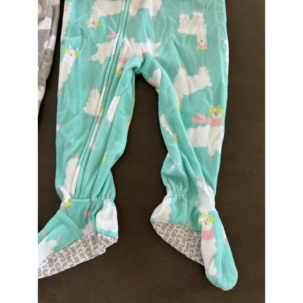 Baby Girl Bundle 2 rompers footed warm cozy size 18M Carters pjs